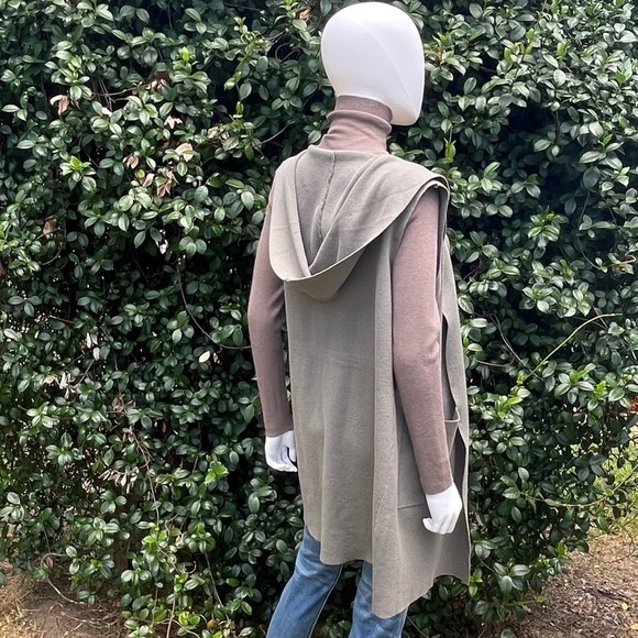 Evolution by Cyrus Light Green Long Loose Hood Open Cardigan - Picture 5 of 13